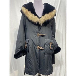 fabrick black stroller raccoon and rex rabbit trim and cuffs ( 62198)